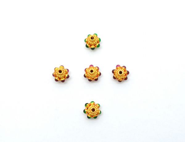 Fancy 18K Solid  Yellow Gold Beads in Roundel Shape  - SGTAN-0720, Sold By 1 Pcs.