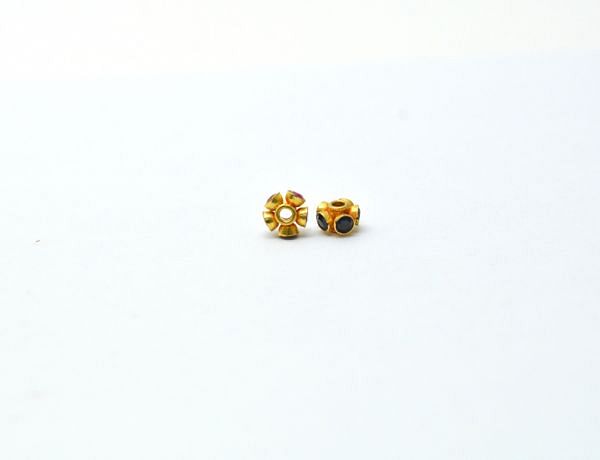  18K Solid  Yellow Gold Beads - Round in Shape , 6X4mm  - SGTAN-0728, Sold By 1 Pcs.