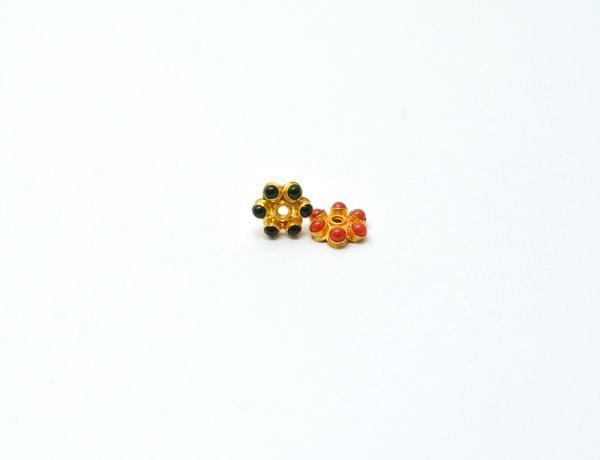 18K Solid  Gold Beads in 9X3mm Size - Hydro Emerald  - SGTAN-0733, Sold By 1 Pcs.