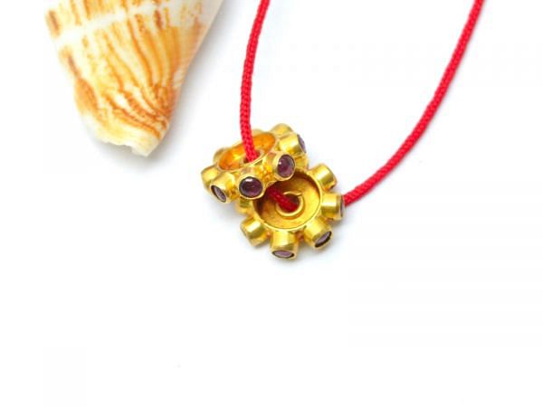 18K Solid  Yellow Gold Beads in Round Shape, 10X4mm Size   - SGTAN-0740, Sold By 1 Pcs.