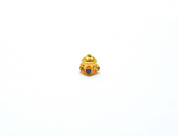 Fancy 18K Solid  Yellow Gold Beads in Round Dome Shape With 9X8X9mm   - SGTAN-0752, Sold By 1 Pcs.