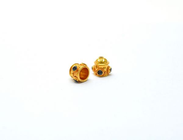 Fancy 18K Solid  Yellow Gold Beads in Round Dome Shape With 9X8X9mm   - SGTAN-0752, Sold By 1 Pcs.