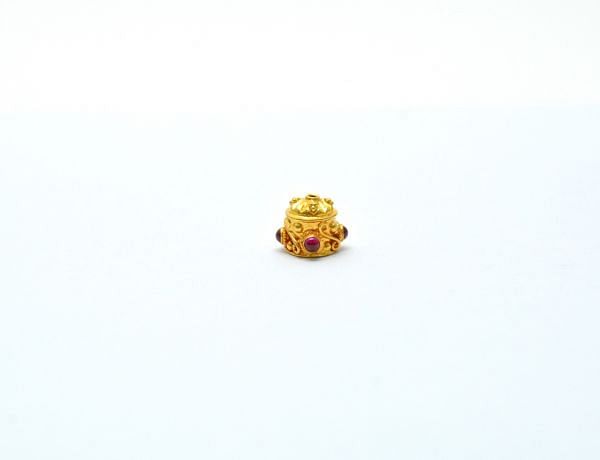  18K Solid  Yellow Gold Beads - Round in Shape,9X9X12 mm Size   - SGTAN-0754, Sold By 1 Pcs.