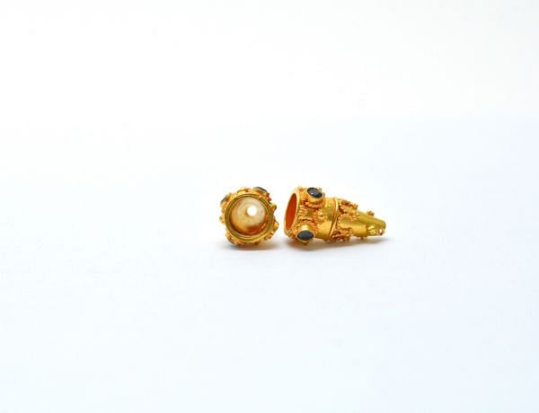 Fancy 18K Solid Gold Beads in Cone Shape With 16X9mm Size   - SGTAN-0758, Sold By 1 Pcs.