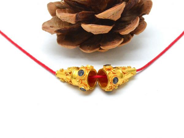 Fancy 18K Solid Gold Beads in Cone Shape With 16X9mm Size   - SGTAN-0758, Sold By 1 Pcs.