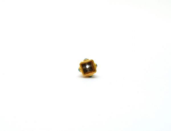 Handmade 18K Solid Gold Beads Studded With Ruby Stone - 18X10mm Size    - SGTAN-0760, Sold By 1 Pcs.