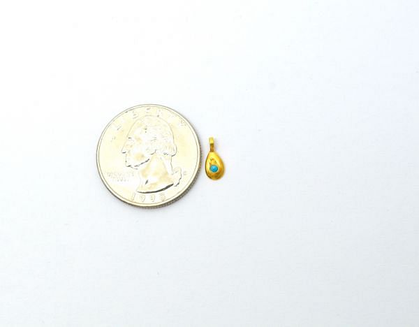Plain  18k Solid Gold Charm Pendant in Drop Shape  With 10X4mm Size   - SGTAN-0766 Sold by 3 Pcs