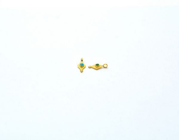 Handmade 18K Solid Gold Charm Pendant - Diamond in Shape , 12X5mm Size    - SGTAN-0767, Sold By 1 Pcs.