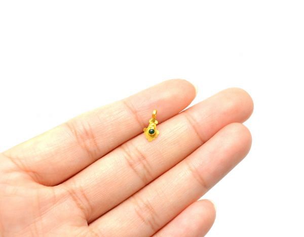 Fancy 18k Solid Gold Charm Pendant With 5X11mm Size   - SGTAN-0768 Sold by 2 Pcs 