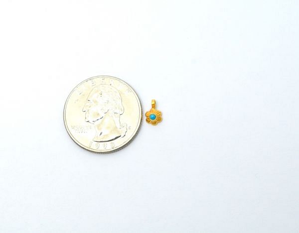 Plain  18k Solid Gold Charm Pendant  in Flower Shape With 5X8mm  Size   - SGTAN-0770 Sold by 3 Pcs