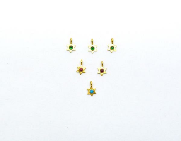  18k Solid Gold Pendant in Star Shape With 6X9mm  Size   - SGTAN-0772 Sold by 2 pcs