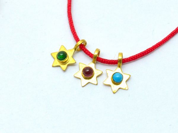  18k Solid Gold Pendant in Star Shape With 6X9mm  Size   - SGTAN-0772 Sold by 2 pcs
