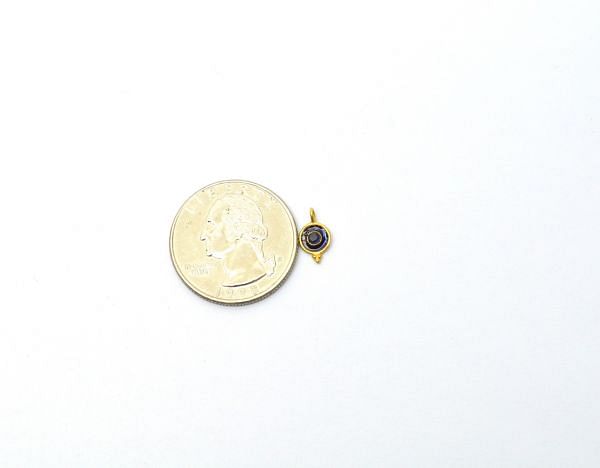  18K Solid Gold Charm Pendant - Round Enamel in shape , 10.5X6mm Size    - SGTAN-777, Sold By 1 Pcs.