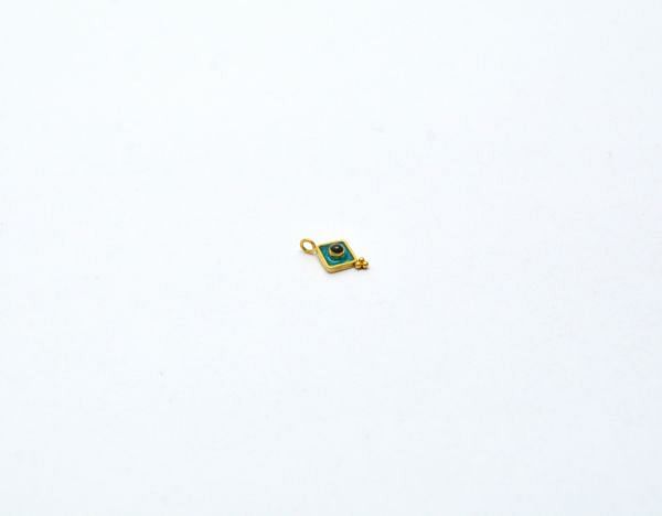  18K Solid Gold Charm Pendant in Diamond Enamel Shape - 12X7mm Size - SGTAN-781, Sold By 1 Pcs.