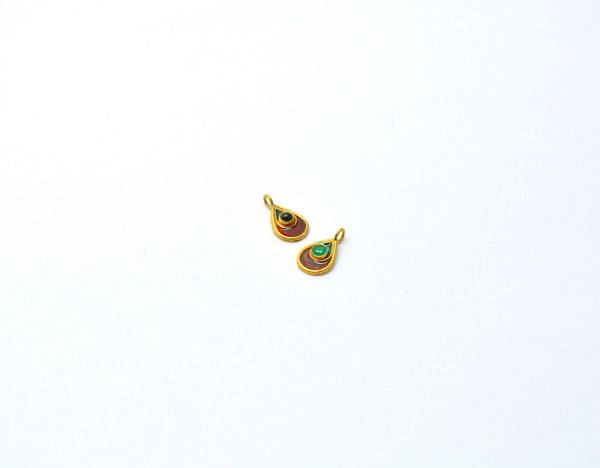 Beautiful 18k Solid Yellow Gold Enamel Charms Pendent  Handcrafted Enamel Charms in 18k Solid Gold, SGTAN-0783, Sold By 1pcs