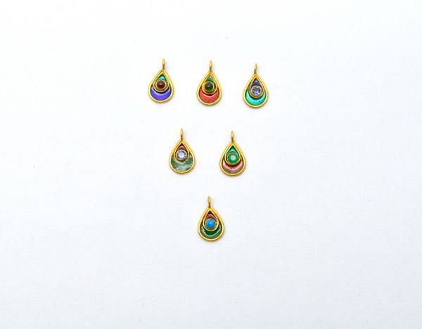 Beautiful 18k Solid Yellow Gold Enamel Charms Pendent  Handcrafted Enamel Charms in 18k Solid Gold, SGTAN-0783, Sold By 1pcs