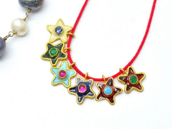 18K Solid Gold Charm Pendant - Star in shape, 10X9mm Size  - SGTAN-785, Sold By 1 Pcs.