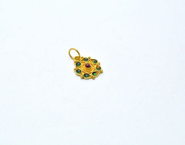  Fancy 18K Solid Gold Charm Pendant - 15X12mm Size - SGTAN-788, Sold By 1 Pcs.