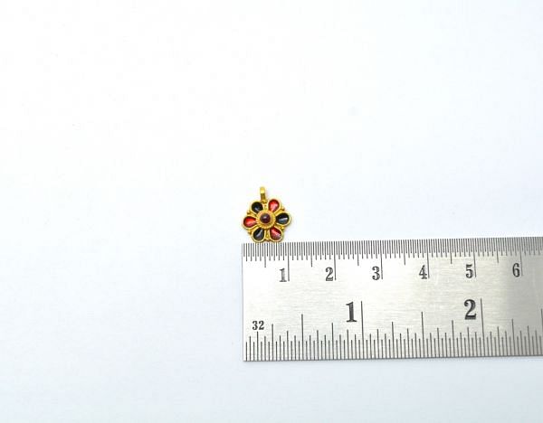  18K Solid Gold Charm Pendant in Flower Shape With 12X10mm Size - SGTAN-792, Sold By 1 Pcs.