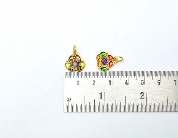  Beautiful 18K Solid Gold Charm Pendant - 13.5X13mm Size - SGTAN-795, Sold By 1 Pcs.