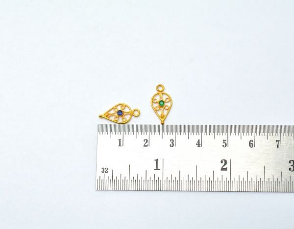 18K Solid Gold Charm Pendant in Drop Shape, 16X8.5 Size    - SGTAN-0805, Sold By 1 Pcs.