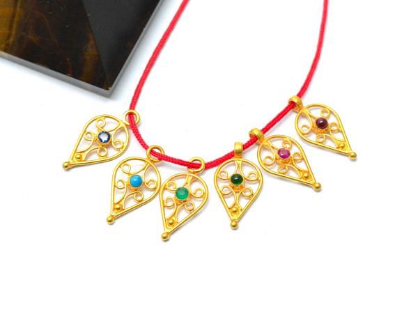 18K Solid Gold Charm Pendant in Drop Shape, 16X8.5 Size    - SGTAN-0805, Sold By 1 Pcs.