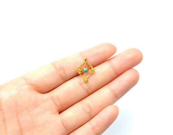 Handmade 18K Solid Gold Charm Pendant With 17X12X9mm Size   - SGTAN-0807, Sold By 1 Pcs.