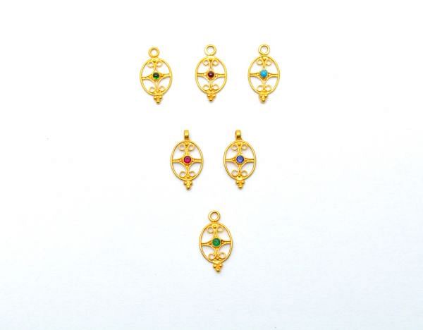  18K Solid Gold Charm Pendant  in Oval Shape With 16X9mm Size   - SGTAN-0808, Sold By 1 Pcs.