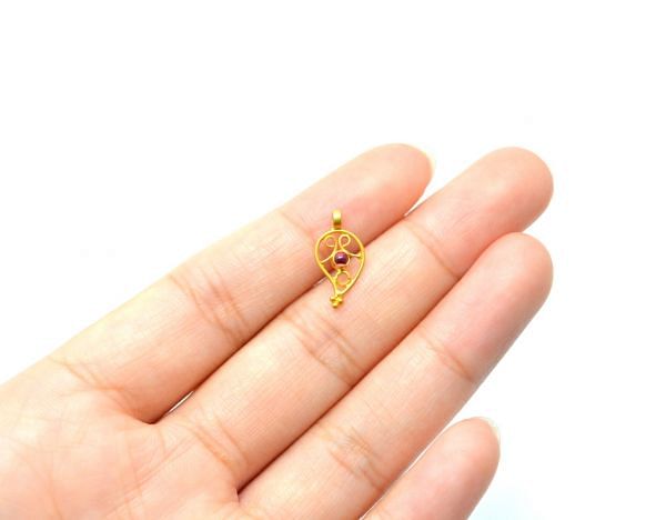 Handmade 18K Solid Gold Charm - Flowers In Shape, 15X7mm    - SGTAN-0810, Sold By 1 Pcs.