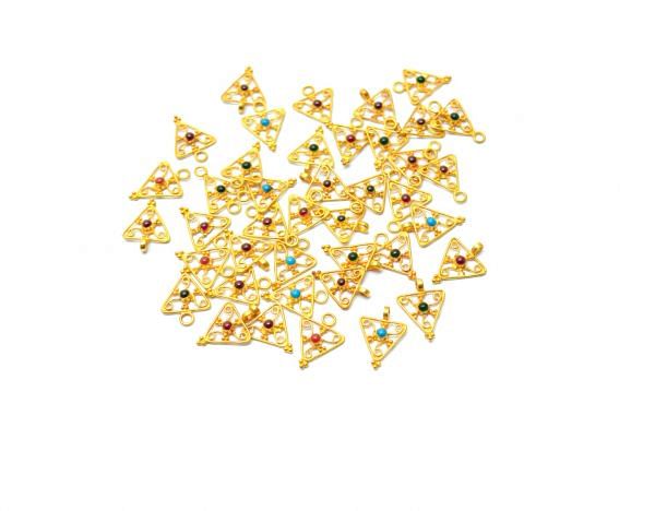  18K Solid Gold Beads in Triangle Shape With 14x10 mm Size   - SGTAN-0811, Sold By 1 Pcs.