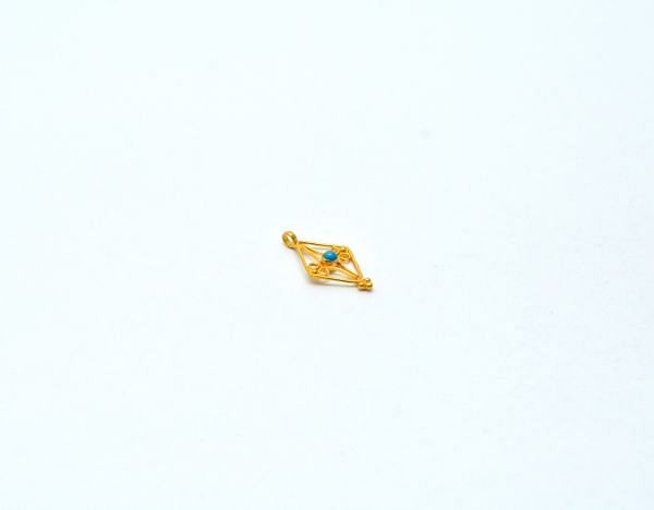 18K Solid Gold Charm Pendant  in Diamond  Shape With 19X10X9mm Size   - SGTAN-0814, Sold By 1 Pcs.