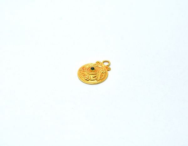 18K Solid Yellow Gold Fancy Shape 17X23X5 Bead With Stone. SGTAN0815, Sold By 1 Pcs.