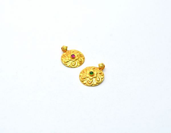 18K Solid Gold Charm Pendant  Round  Shape With 20X15X5 mm Size   - SGTAN-0816, Sold By 1 Pcs.