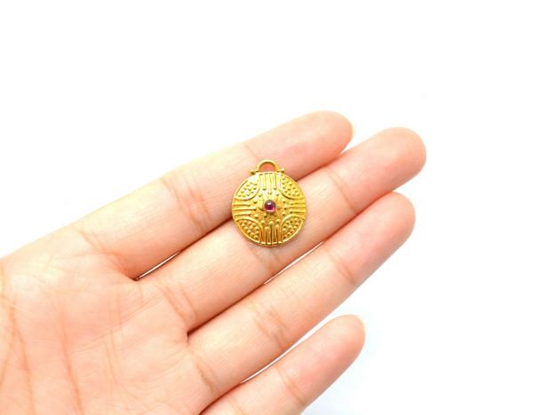Handmade 18K Solid Gold Charm Pendant in 22X16X5mm Size   - SGTAN-0817, Sold By 1 Pcs.