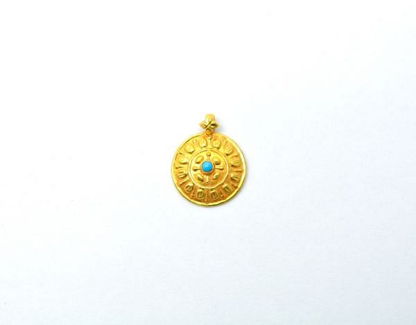 Handmade 18K Solid Gold Pendant - Round in Shape, 21X17X5mm    - SGTAN-0819, Sold By 1 Pcs.