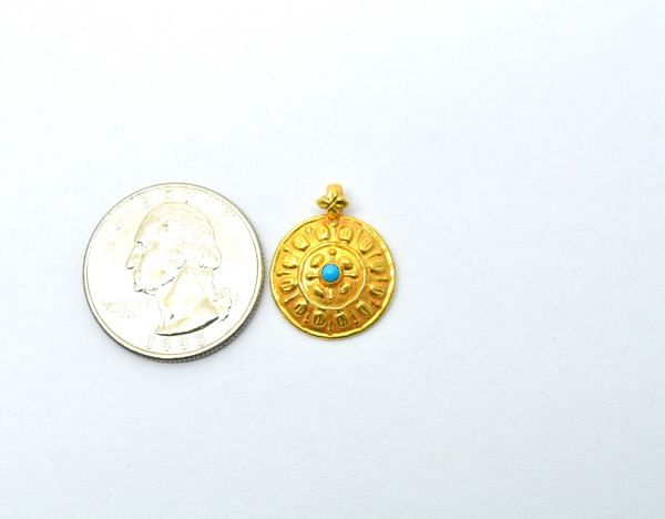 Handmade 18K Solid Gold Pendant - Round in Shape, 21X17X5mm    - SGTAN-0819, Sold By 1 Pcs.