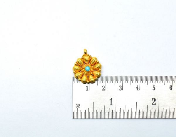  18K Solid Gold Charm Pendant in Flower Shape - 21X15X5 mm    - SGTAN-0822, Sold By 1 Pcs.