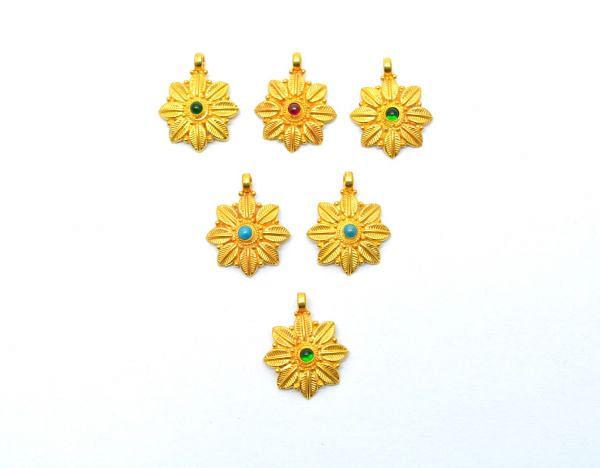 Handmade 18K Solid Gold Charm Pendant in 19X15X4mm Size   - SGTAN-0826, Sold By 1 Pcs.
