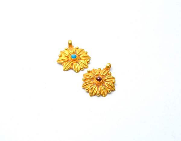 Handmade 18K Solid Gold Charm Pendant - 20X16X4 mm Size   -SGTAN-0827, Sold By 1 Pcs.