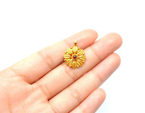 Handmade 18K Solid Gold Charm Pendant - 20X16X4 mm Size   -SGTAN-0827, Sold By 1 Pcs.