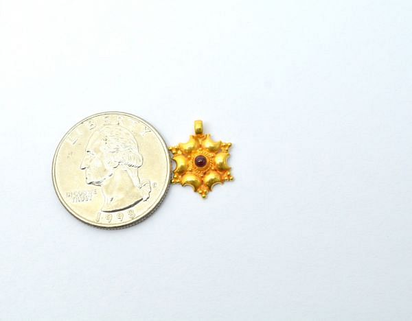 Plain  18K Solid Gold Charm Pendant  in Star Shape With 16X13X3mm Size   - SGTAN-0831, Sold By 1 Pcs.