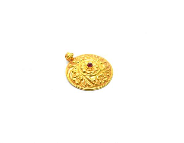  Handmade 18K Solid Gold Charm Pendant - 26X22X6mm Size - SGTAN-0840, Sold By 1 Pcs.
