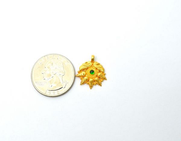 18K Solid Gold Charm in Flower Shape With 19X17.5mm Size - SGTAN-0842, Sold By 1 Pcs.