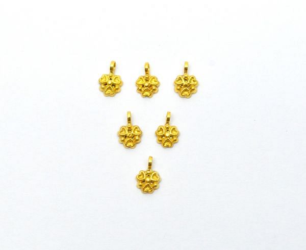18K Solid Yellow Gold Plain  Shape  6X9X2mm Charm Pendent, SGTAN-0852, Sold by 2 Pcs.