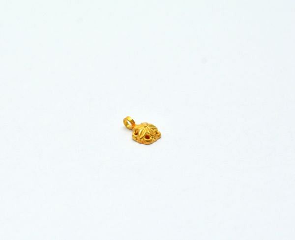  Handmade 18K Solid Gold Charm Pendant in Flower Shape - 7X9X2mm Size  - SGTAN-0855, Sold By 1 Pcs.