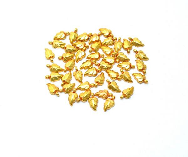  18K Solid Gold Charm Pendant in Flower Leaves Shape - 11X6X2mm  - SGTAN-0858, Sold By 1 Pcs.