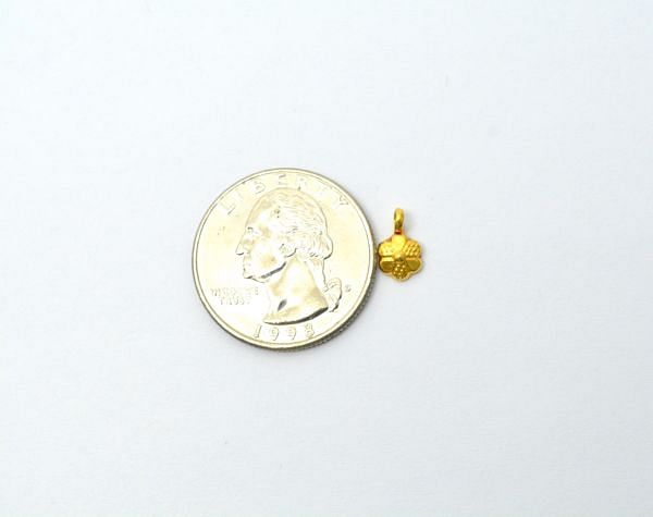  Handmade 18K Solid Gold Charm Pendant in Flower Shape - 10X6X2mm Size  - SGTAN-0868, Sold By 1 Pcs.