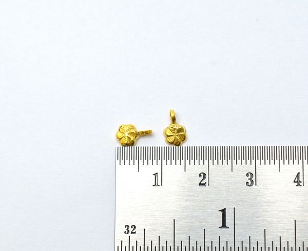  Handmade 18k Solid Gold Charm Pendant - Flower in Shape , 8X5X1.5mm - SGTAN-0869 Sold by 2 Pcs