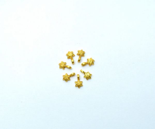  Handmade 18k Solid Gold Charm Pendant in Flower Shape , 7X4X2mm - SGTAN-0873 Sold by 2 Pcs