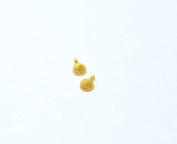 18k Solid Gold Charm Round Shape Pendant , 8X6X3 mm Size  - SGTAN-0874 Sold by 2 Pcs